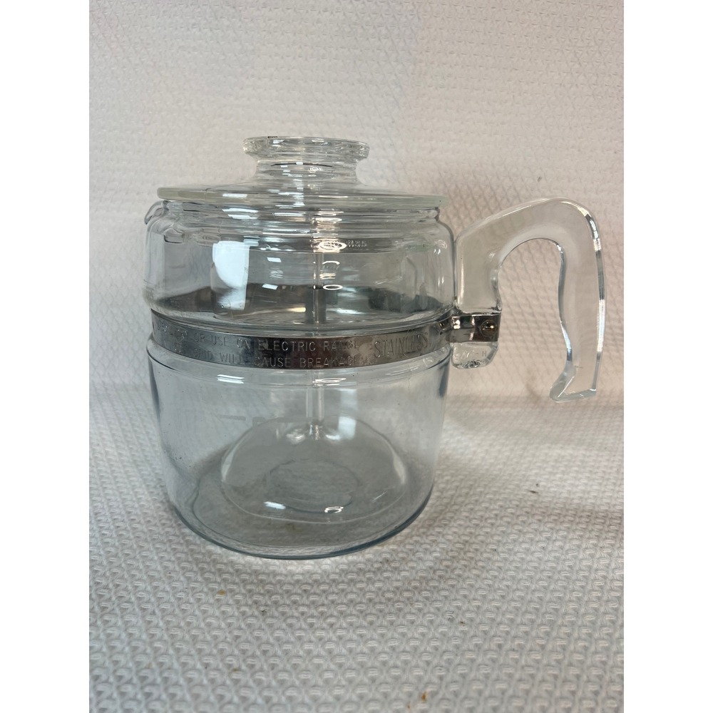 Vintage Pyrex Flameware 6 Cup Glass Coffee Percolator 7756 Stovetop Made in USA